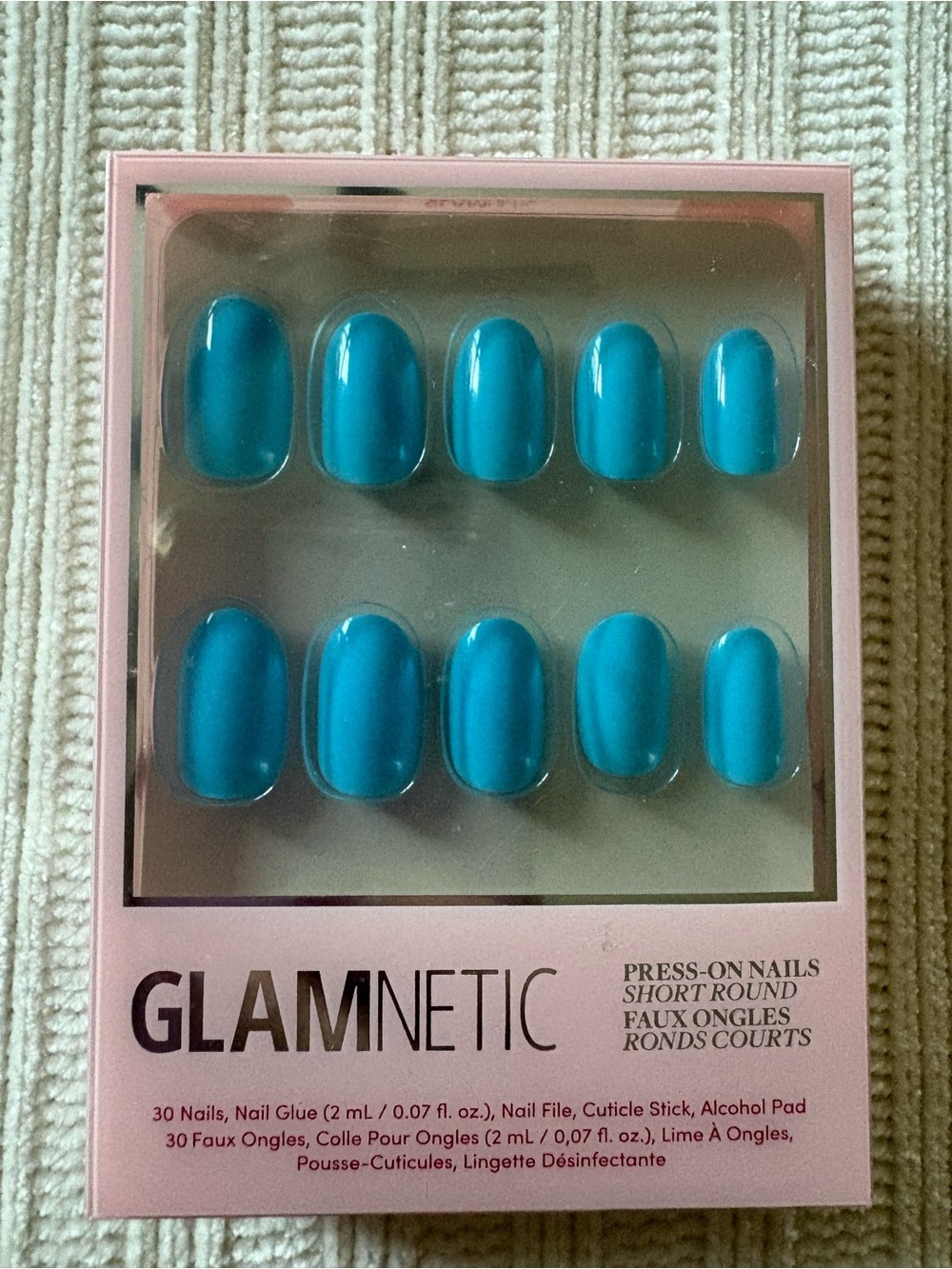 New Glamnetic Azure Blue Press-On Nails - Short Round